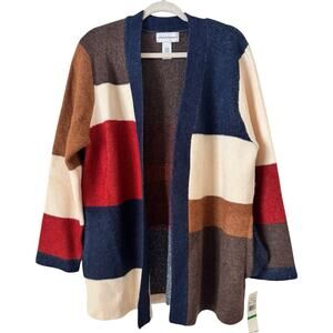 NWT Alfred Dunner Colorblock Oversized Open Front Heavy Cardigan Sweater Large